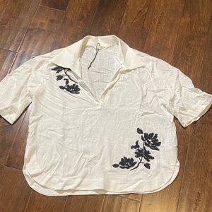 ZARA ZW COLLECTION FLORAL EMBROIDERED TOP beaded SZ M